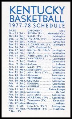 1977-78 Kentucky Schedules